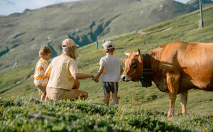 famille en montagne vache